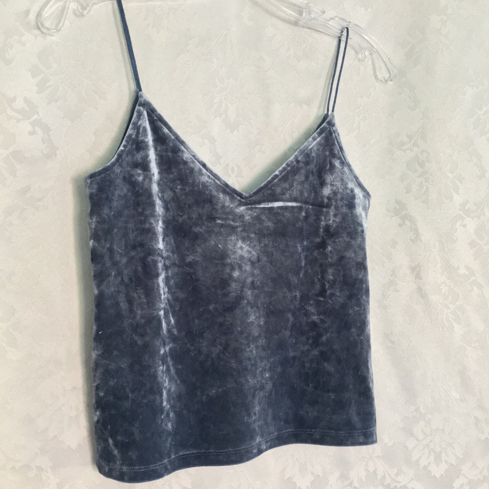 NWT H&M Blue Crushed Velvet Camisole Crop Top